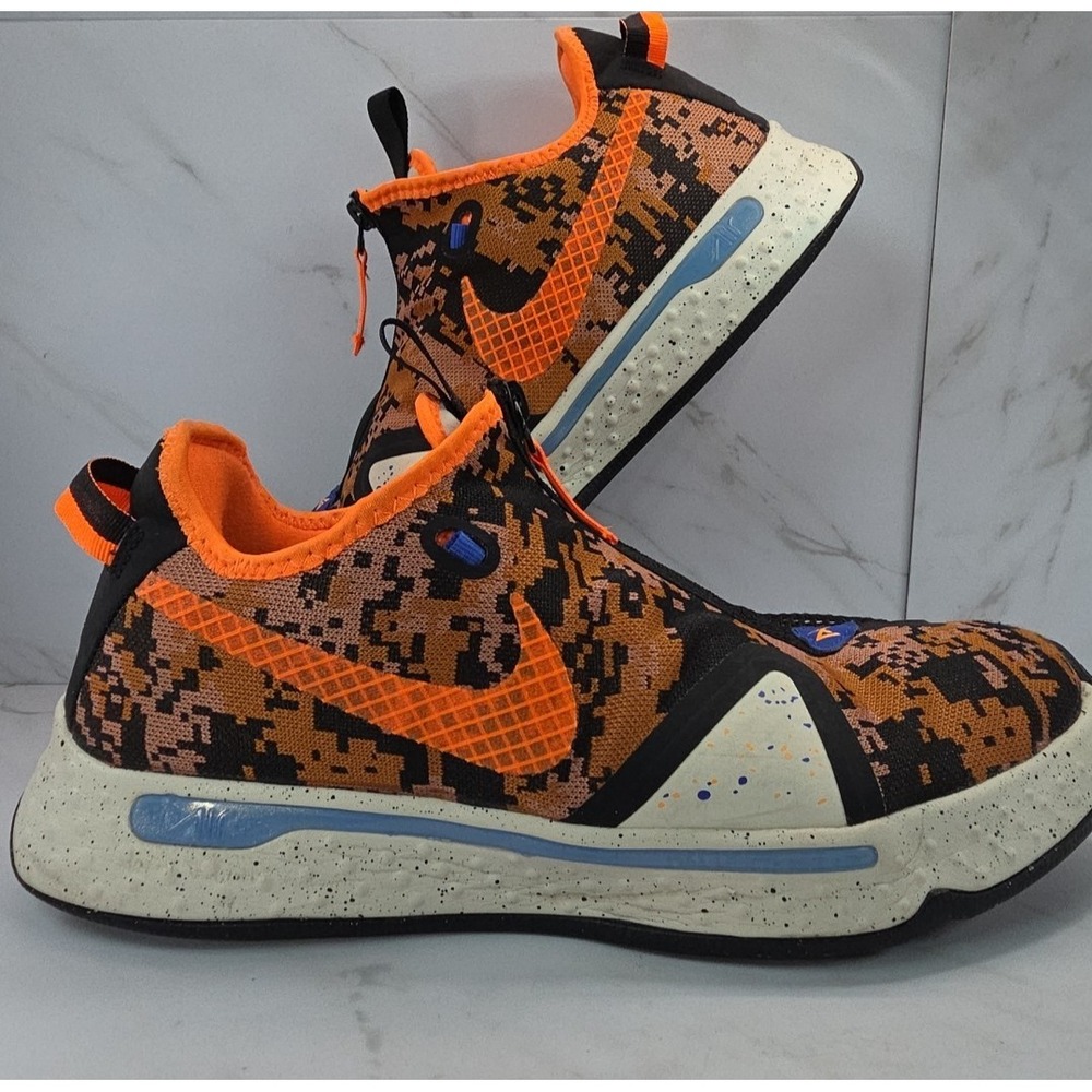 NIKE✨PG 4 PAUL GEORGE "DIGI CAMO" LIGHT CREAM-TOTAL ORANGE ✨SZ 12✨ CD5079-200